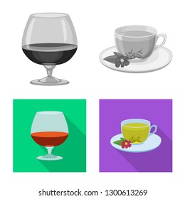 Vector illustration of drink and bar symbol. Set of drink and party stock symbol for web.