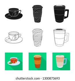 Vector illustration of drink and bar symbol. Set of drink and party vector icon for stock.