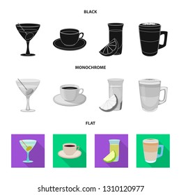 Vector illustration of drink and bar symbol. Set of drink and party stock vector illustration.