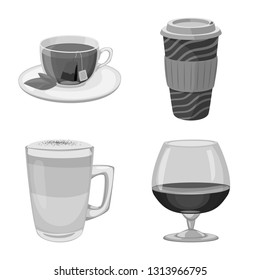 Vector illustration of drink and bar symbol. Set of drink and party stock symbol for web.