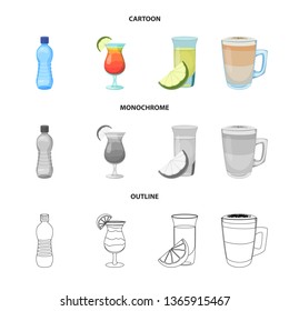 Vector illustration of drink and bar symbol. Collection of drink and party stock symbol for web.