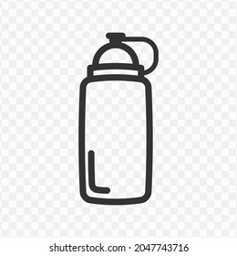 Vector illustration of drink bottle icon in dark color and transparent background