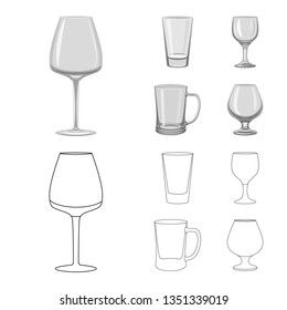 Vector illustration of drink form and celebration symbol. Set of form and volume stock vector illustration.