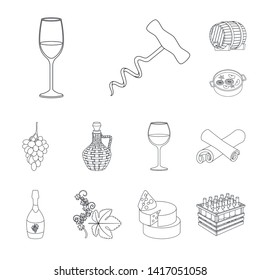 Vector illustration of drink and manufacturing icon. Set of drink and restaurant stock symbol for web.