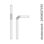 Vector illustration of drinking straws line style on white background