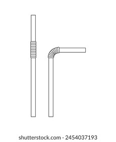 Vector illustration of drinking straws line style on white background