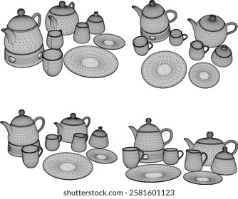 vector illustration of a drinking teapot design for family tea drinking