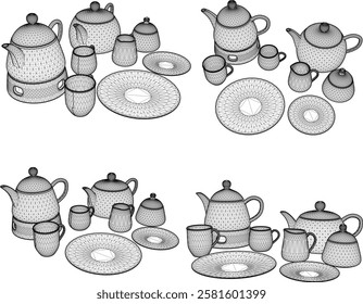 vector illustration of a drinking teapot design for family tea drinking