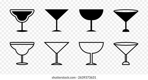 Vector illustration of Drinks icon set isolated on transparent background