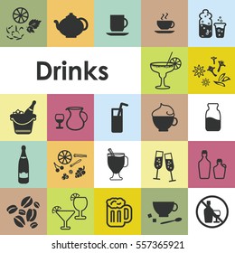 vector illustration of drinks icons set 