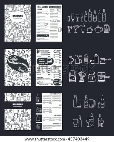 Vector Illustration of Drinks Menu for Design, Website, Background, Banner.  Restaurant Brand Concept Element Template with Icon Beverage for your Alcohol Infographic