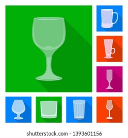 Vector illustration of drinks and restaurant logo. Set of drinks and celebration vector icon for stock.