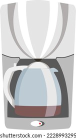 Vector illustration of a drip coffee maker with coffee on a white background. Home appliances concept. Kitchen appliance isolated icon.