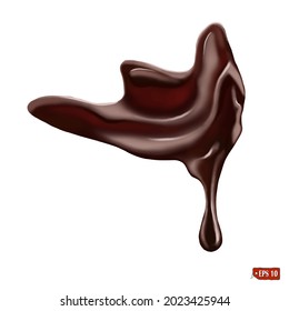 Vector illustration of dripping chocolate. Hand drawn 3d  illustration of chocolate on white background. Elements for label design, market, menu, restaurant.