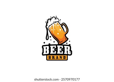 Vector illustration of dripping foamy beer mug logo design with creative concept