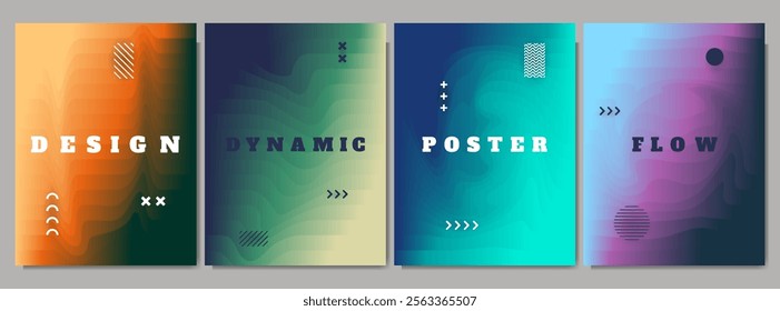 Vector illustration. Dripping liquid glitch effect. Flowing color fluid. Retro style color gradient background. Trendy modern design. Design elements for poster, book cover, layout, report, magazine