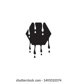 vector illustration of a dripping paint design, black dripping oil stain, dripping, leakage, hexagon