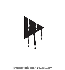 vector illustration of a dripping paint design, black dripping oil stain, dripping, leakage, triangle, play
