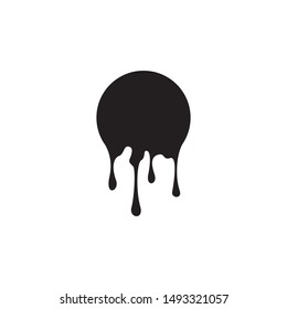 vector illustration of a dripping paint design, black dripping oil stain, dripping, leakage, circle