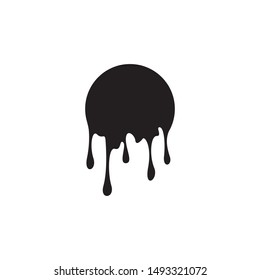 vector illustration of a dripping paint design, black dripping oil stain, dripping, leakage, circle