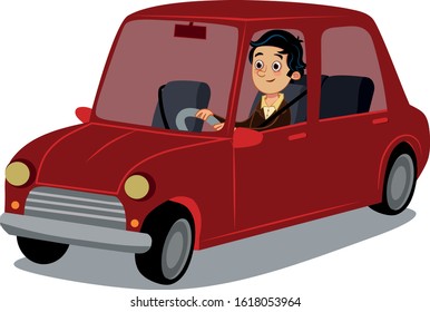 Vector illustration of a driver with car.