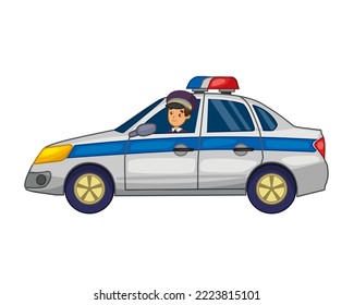 Vector illustration of driver is driving a police car