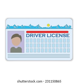 vector illustration with driver license  on a white background