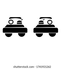 Ilustración vectorial Logotipo de coche sin conductor en dos variantes, logotipo negro sencillo para el diseño y la creatividad