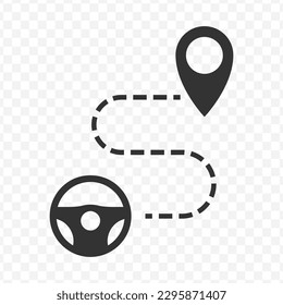 Ilustración vectorial del icono de la ruta de conducción en color oscuro y fondo transparente (png).