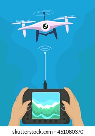 Vector Illustration of a Drone controlled by a Persons Hand