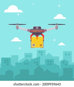 Vector illustration of drone delivery service