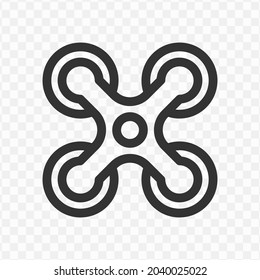 Vector illustration of drone icon in dark color and transparent background(png).