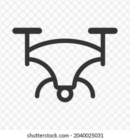 Vector illustration of drone icon in dark color and transparent background(png).