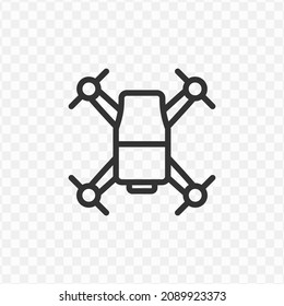 Vector illustration of drone icon in dark color and transparent background(png).