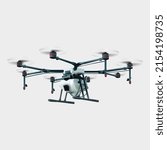 Vector illustration drone. Innovation technology for agricultural company. Automatic sprinkler copter.