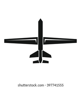 Vector Illustration with drone (quadrocopter) isolated on white background in black flat style. Element for illustration, infographics, logos and banners.