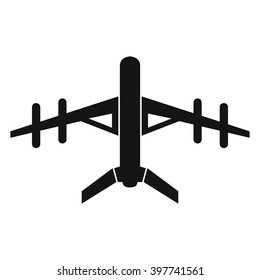 Vector Illustration with drone (quadrocopter) isolated on white background in black flat style. Element for illustration, infographics, logos and banners.