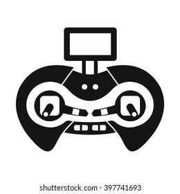 Vector Illustration with drone (quadrocopter) isolated on white background in black flat style. Element for illustration, infographics, logos and banners.