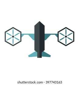 Vector Illustration with drone (quadrocopter) isolated on white background in cartoon flat style. Element for illustration, infographics, logos and banners.