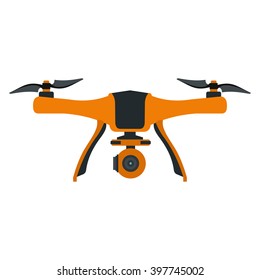 Vector Illustration with drone (quadrocopter) isolated on white background in cartoon flat style. Element for illustration, infographics, logos and banners.