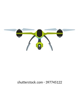 Vector Illustration with drone (quadrocopter) isolated on white background in cartoon flat style. Element for illustration, infographics, logos and banners.