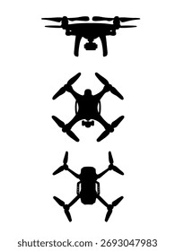 vector illustration drone silhouettes set