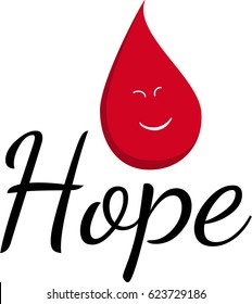 Vector illustration with drop of blood icon. Flat design style.