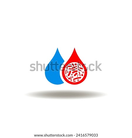 Vector illustration of drop blood infected. Icon of infection, pathogen. Symbol of sepsis.