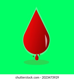 ilustración vectorial de una gota de sangre en rojo sobre un fondo verde