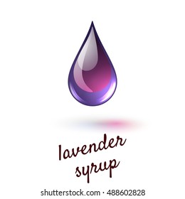 Vector illustration of drop of liquid sweet lavender syrup