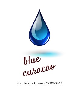 Vector illustration of drop of liquid sweet blue curacao