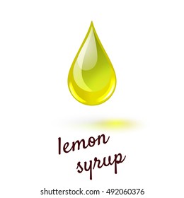 Vector illustration of drop of liquid sweet lemon syrup