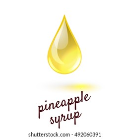 Vector illustration of drop of liquid sweet pineapple syrup