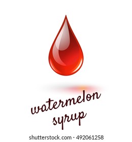 Vector illustration of drop of liquid sweet watermelon syrup